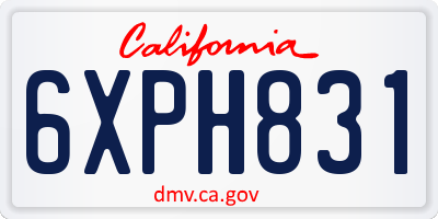 CA license plate 6XPH831