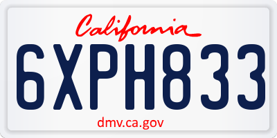 CA license plate 6XPH833