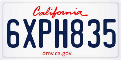 CA license plate 6XPH835