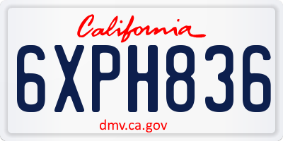 CA license plate 6XPH836