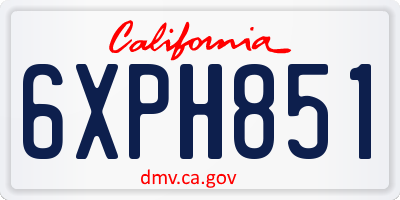 CA license plate 6XPH851