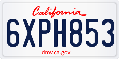 CA license plate 6XPH853