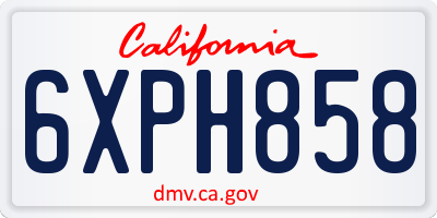 CA license plate 6XPH858