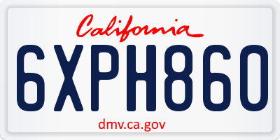CA license plate 6XPH860