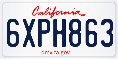 CA license plate 6XPH863
