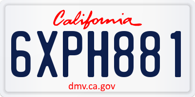 CA license plate 6XPH881