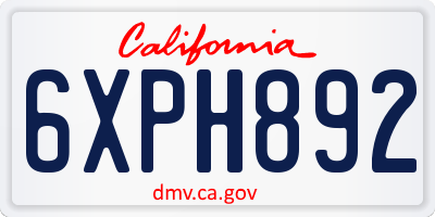 CA license plate 6XPH892