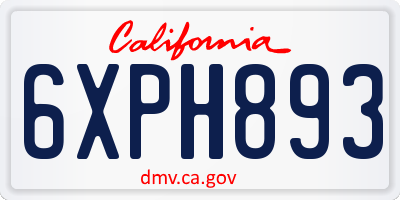 CA license plate 6XPH893