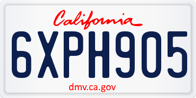 CA license plate 6XPH905