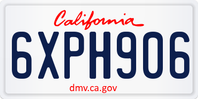 CA license plate 6XPH906