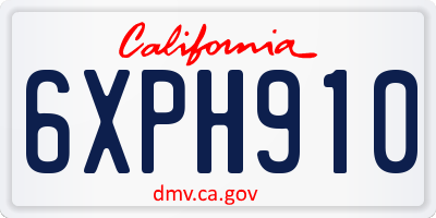 CA license plate 6XPH910