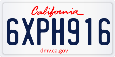 CA license plate 6XPH916