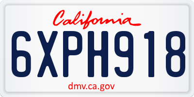 CA license plate 6XPH918