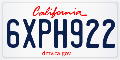 CA license plate 6XPH922