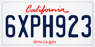 CA license plate 6XPH923