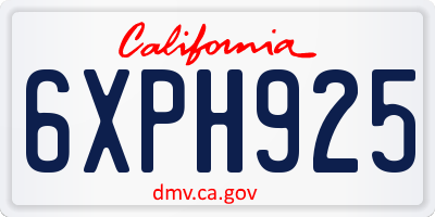 CA license plate 6XPH925