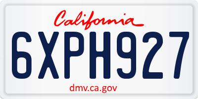 CA license plate 6XPH927