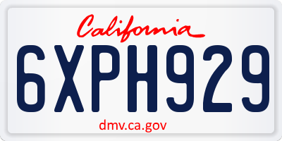 CA license plate 6XPH929