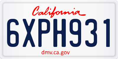 CA license plate 6XPH931