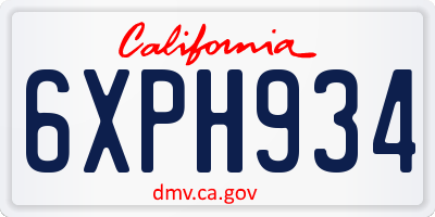 CA license plate 6XPH934