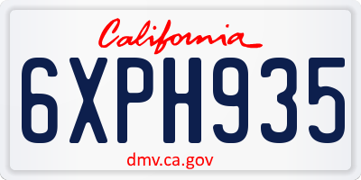 CA license plate 6XPH935