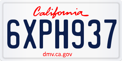 CA license plate 6XPH937