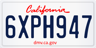 CA license plate 6XPH947