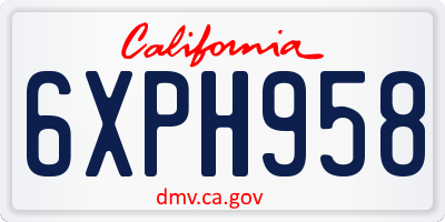 CA license plate 6XPH958