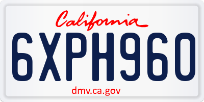 CA license plate 6XPH960