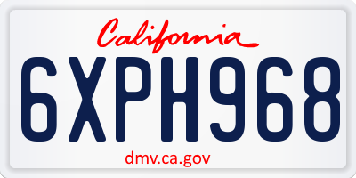 CA license plate 6XPH968