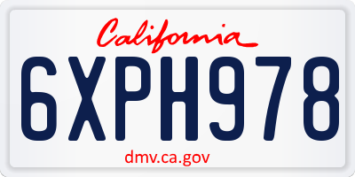 CA license plate 6XPH978