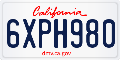 CA license plate 6XPH980