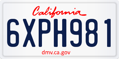 CA license plate 6XPH981