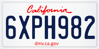 CA license plate 6XPH982