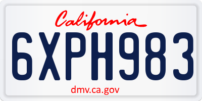 CA license plate 6XPH983