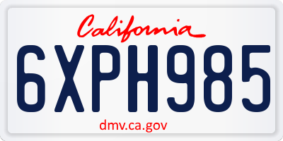 CA license plate 6XPH985
