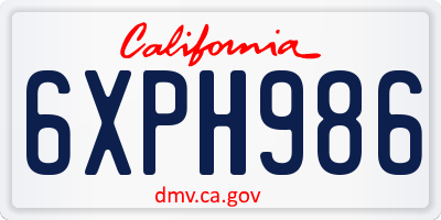 CA license plate 6XPH986