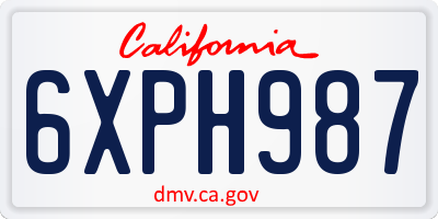CA license plate 6XPH987