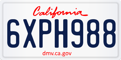 CA license plate 6XPH988