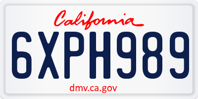 CA license plate 6XPH989