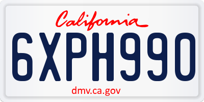 CA license plate 6XPH990