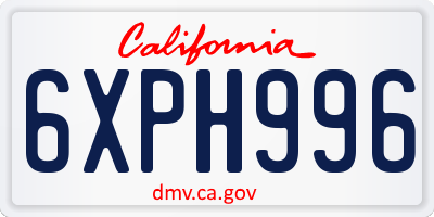 CA license plate 6XPH996