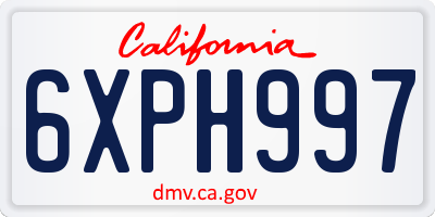 CA license plate 6XPH997