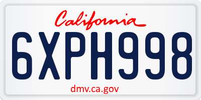 CA license plate 6XPH998