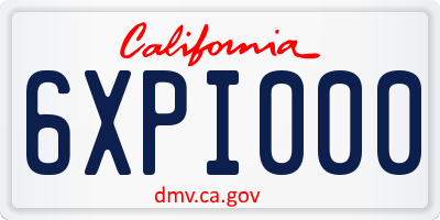 CA license plate 6XPI000