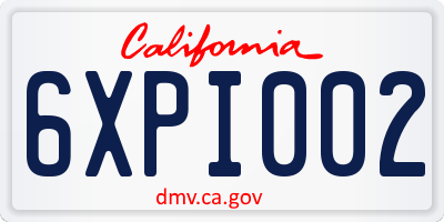 CA license plate 6XPI002