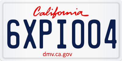 CA license plate 6XPI004