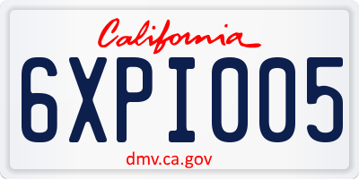 CA license plate 6XPI005