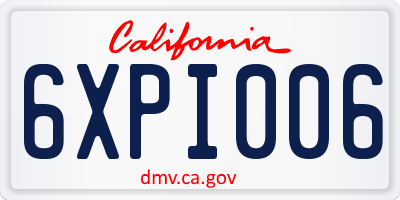 CA license plate 6XPI006