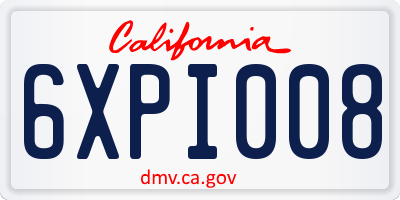 CA license plate 6XPI008